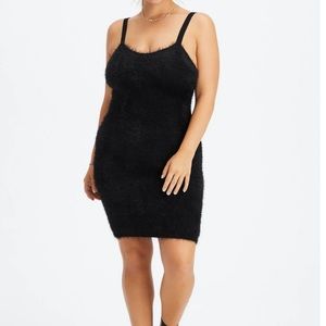 Black textured mini dress